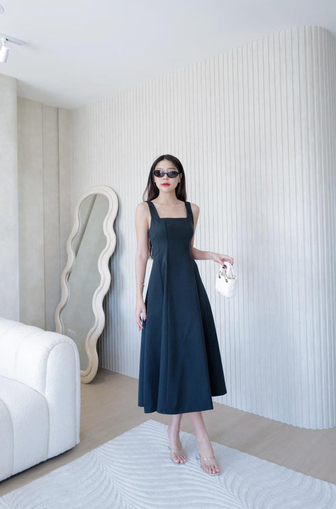Spring Plain Square Neck Long Dresses